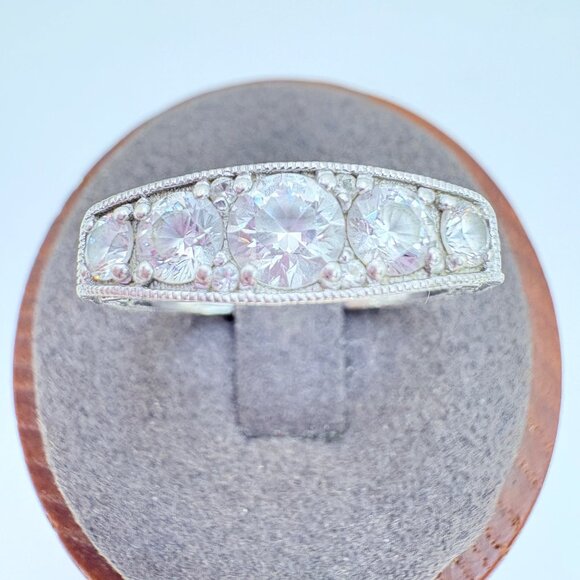 VTG Sterling Silver 925 Cubic Zirconia Prong Set Statement Ring Size 9 - Picture 2 of 11